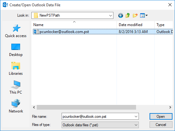 Outlook 2016 data file location windows 10 10